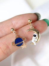 Asymmetric Spaceman Earth Earrings